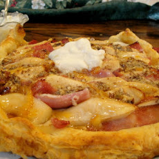 Rutabaga, Pear and Ham Tart with Marmalade Mascarpone Cream