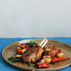 Grilled Lamb Chops and Red Peppers with Anchovy-Parsley Sauce