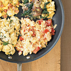 Eggs with Tortilla Chips, Salsa, and Cheese