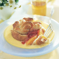 Peach-Raspberry Bundles with Orange Custard Sauce