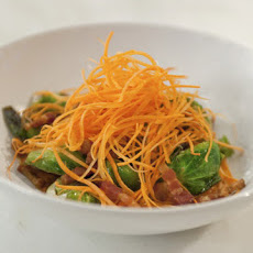 Brussels Sprouts with Kimchi Puree and Bacon