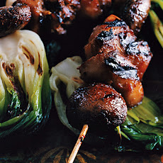 Chicken, Mushroom, and Bok Choy Kebabs