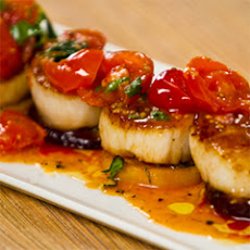 Seared Scallops With Roasted Beets And Cherry Tomato Sauce