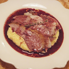 Caramelized Fillet of Lamb with Red Wine Jus and Creamy Polenta