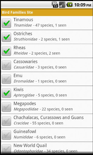 Bird Family ticklist demo