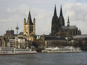 Cologne waterfront, view from Deutzer Brücke