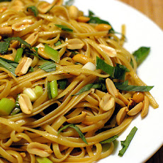 Spicy Sesame Noodles with Chopped Peanuts and Thai Basil