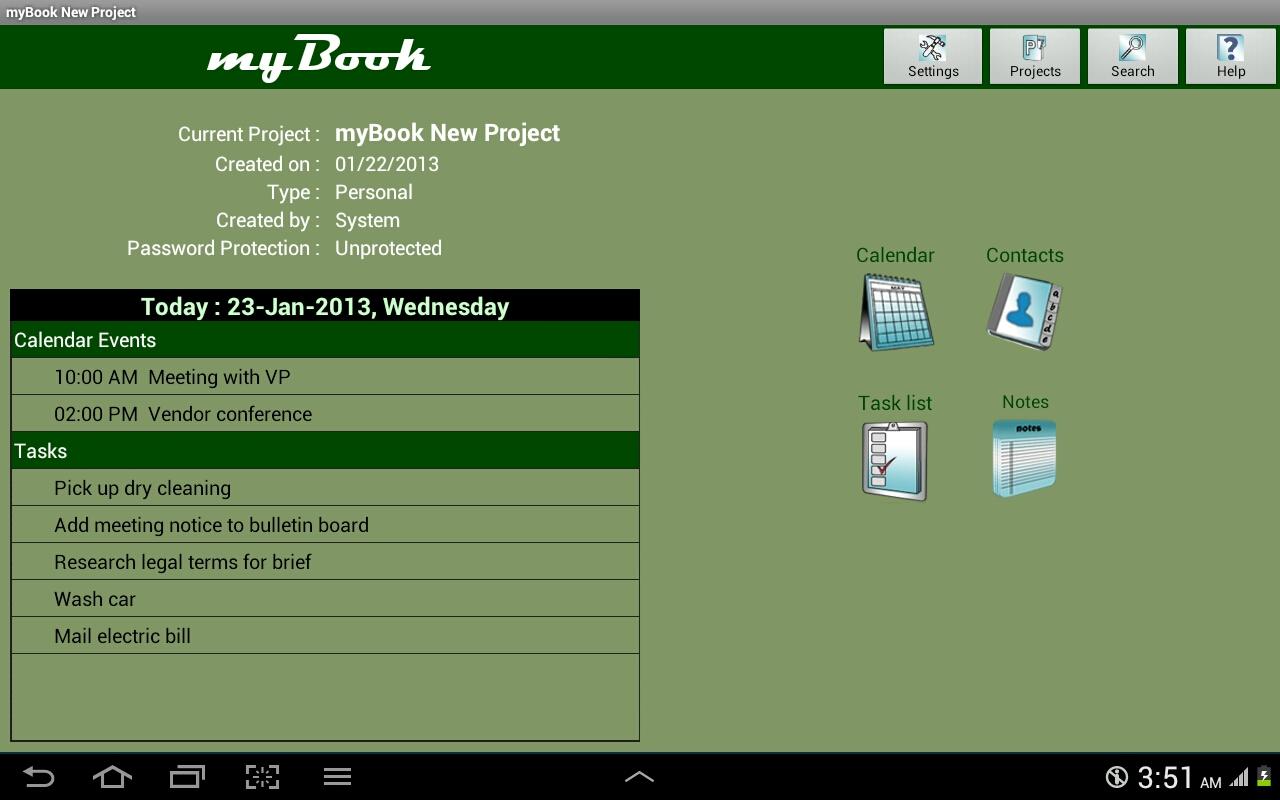Android application myBook Personal Organizer screenshort