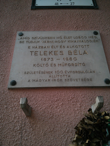 Telekes Béla - emléktábla