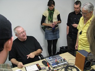 Normand demonstrating the microphone circuit