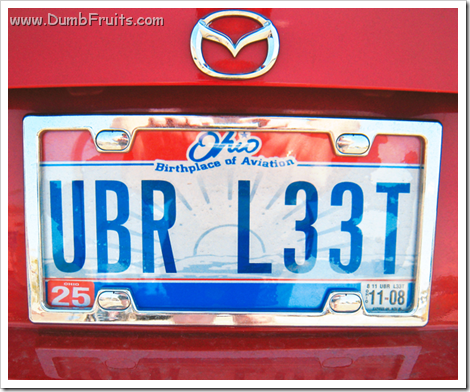 geek licence plate : leet speak ubr l33t you better elite