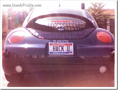 licence plate : hack u you