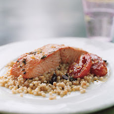Wild Salmon with Pearl Couscous, Slow-Roasted Tomatoes, and Lemon Oregano Oil