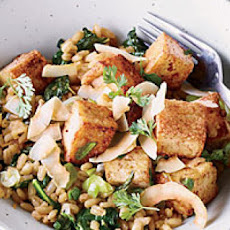 Five-Spice Tofu with Barley and Kale
