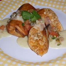 Chicken Chimichangas with Sour Cream Sauce