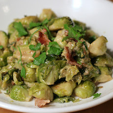 Brussels Sprouts Braised in Cream with Bacon