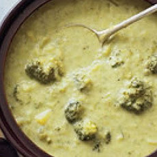 Broccoli Soup with Ham-and-Swiss Toasts