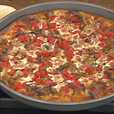 Chicago-Style Pan Pizza with Sausage, Mushrooms, Herbs and Tomatoes