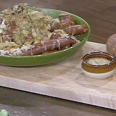 Mixed Sausages Braised in Sauerkraut, Hard Cider, Apples and Onions