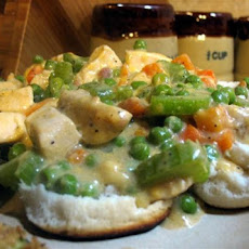 Chicken Pot Pie on Biscuits