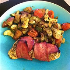 Parma-Wrapped Chicken with Mediterranean Vegetables
