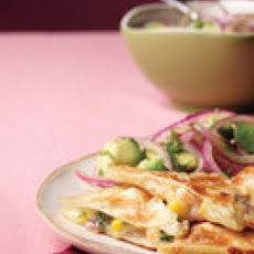 Shrimp-and-Corn Quesadillas with Avocado Salad