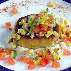 Salt Cod and Lobster Cakes with Roasted Corn Relish and a Classic Tartare Sauce