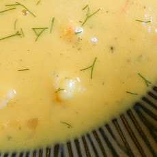 Roasted Cantaloupe and Shrimp Bisque