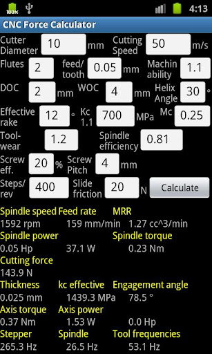 CNC Force Calculator