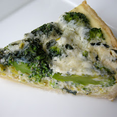 Broccoli, blue cheese and leek quiche