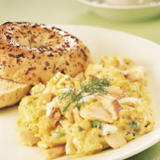 Creamy Scrambled Eggs with Smoked Trout and Green Onions