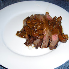 Grilled Marinated Flank Steak with Sauteed Creminis