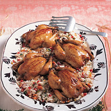 Cornish Hens with Pomegranate-Molasses Glaze