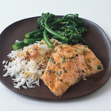 Lime- and Honey-Glazed Salmon with Basmati and Broccolini
