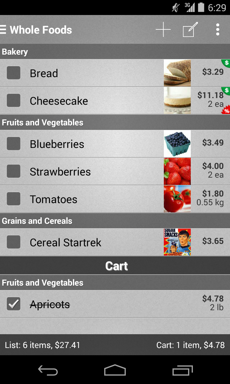 Android application Mighty Grocery Shopping List screenshort