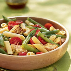 Penne, Crispy Tofu, and Green Bean Salad