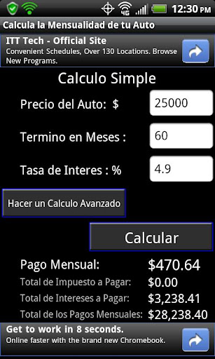 Calculate Auto Loan Spanish