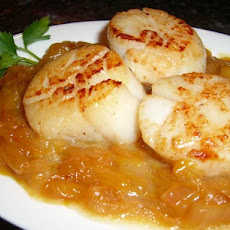 Pan Seared Sea Scallops with Orange Braised Shallots