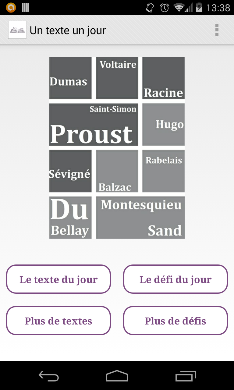 Android application Un Texte Un Jour screenshort