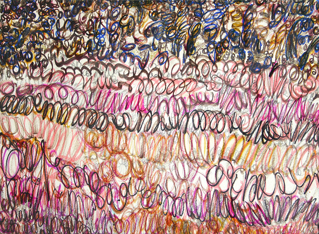 open plek in bos (2004 ~ 30 x 40 cm ~ marker, stift, acryl, potlood, alcohol op papier)