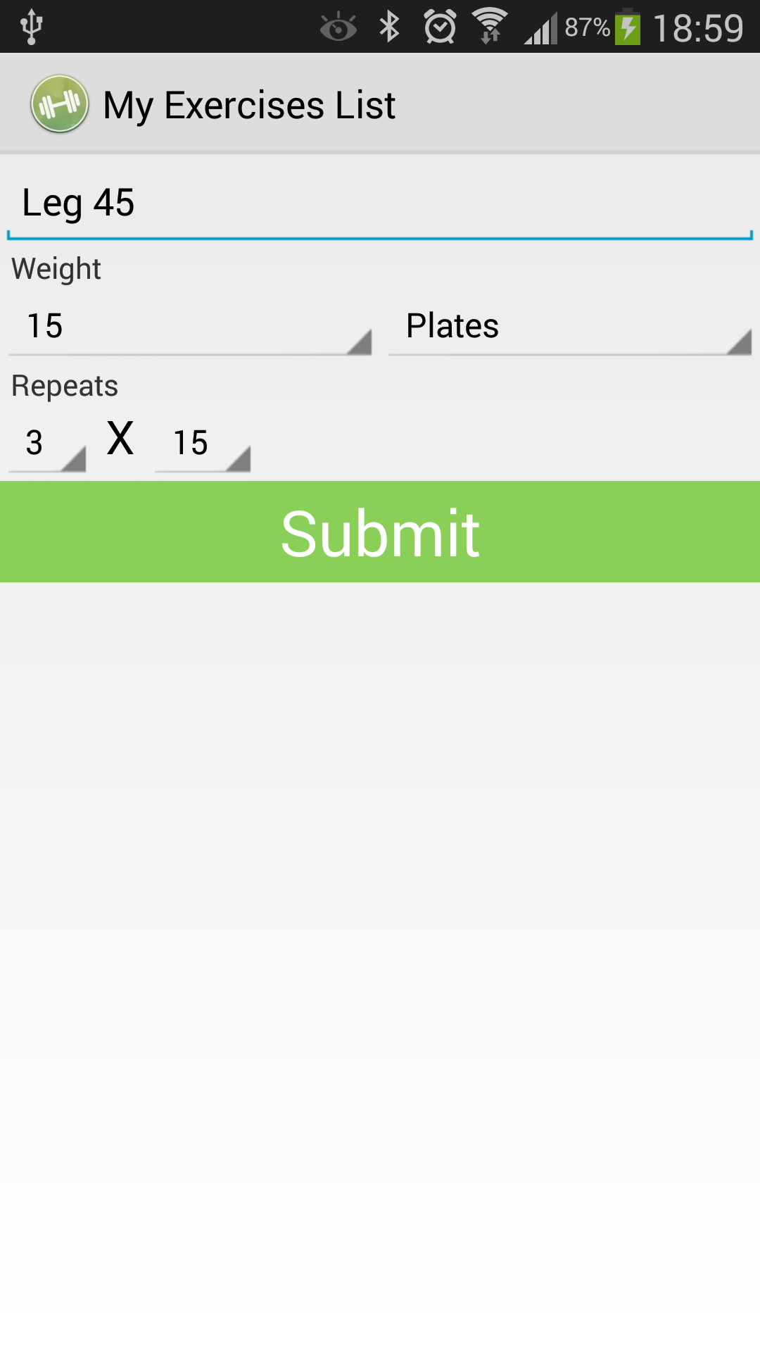Android application My Gym Training screenshort