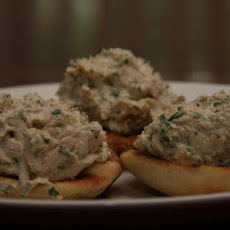 Chicken Tahini Salad With Pine Nuts on Mini Pita Rounds