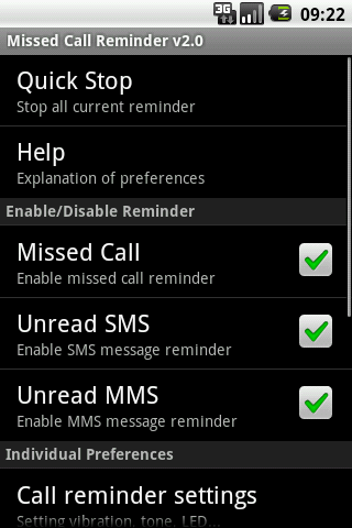 Missed Call Reminder