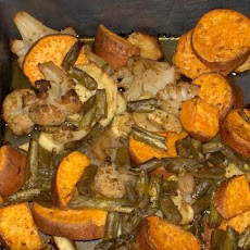 Easy One Tray Roasted Onions and Root Vegetables