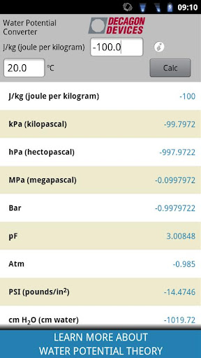 Water Potential Converter