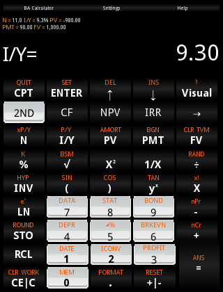 Android application BA Pro Financial Calculator screenshort