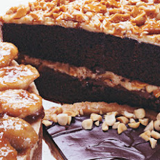 Chocolate Cake with Milk Chocolate-Peanut Butter Frosting and Peanut Butter Brittle