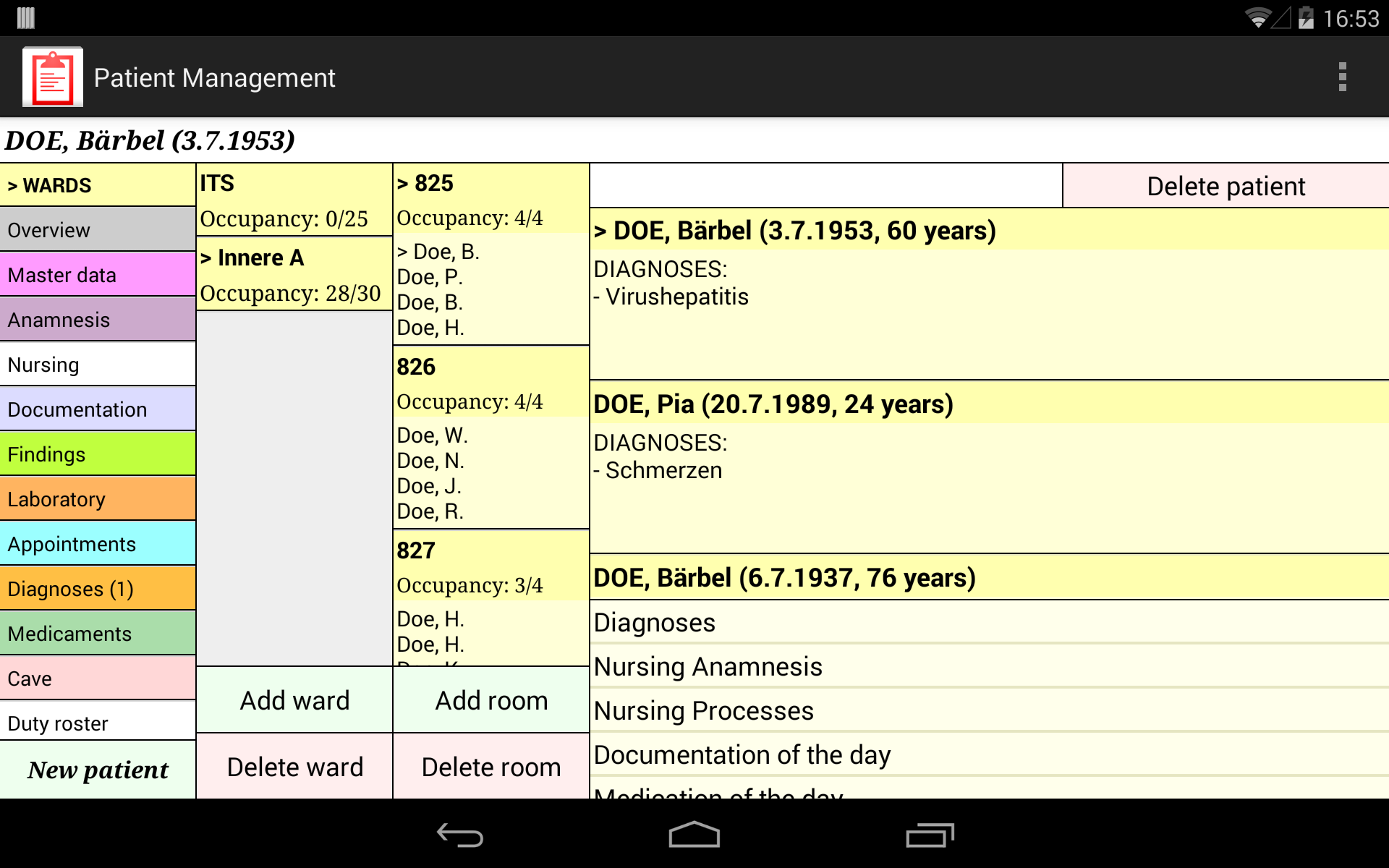 Android application Patient Management screenshort