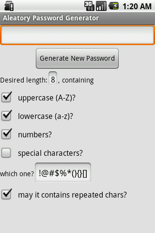 Aleatory Password Generator