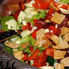 Chopped Salad with Feta, Chickpeas and Pita Croutons